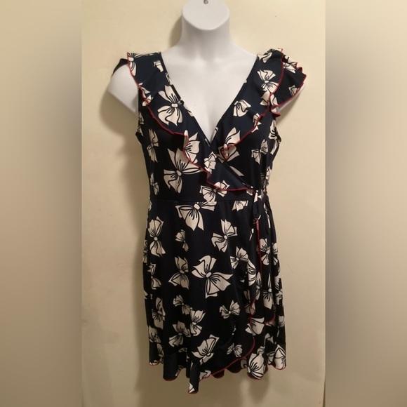New retro pinup navy bow pattern wrap dress xxl - Picture 1 of 4